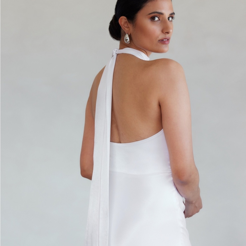Elegant White Halter Dress